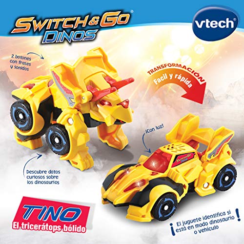 VTech- Tino, El Tricerátops Bólido Dinosaurio Interactivo, Multicolor (3480-183022)