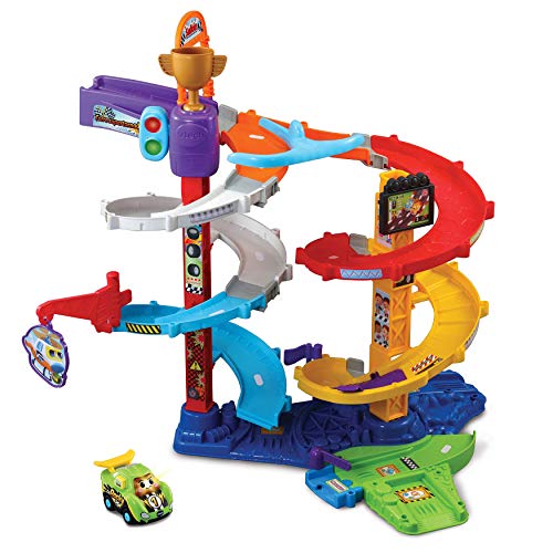 VTech Torre Supertornado TutTut Bólidos, Circuito de garaje, pistas para combinar, diferentes recorridos, espiral, incluye el vehículo Rocky el Superbólido (3480-535022)