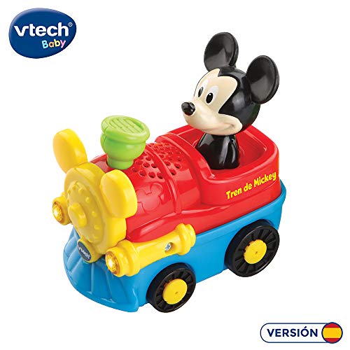 VTech Tut Bólido TutTutBólidos Disney, vehículo interactivo con música, voz y efectos luminosos, sus ruedas giratorias con sensor activan frases, melodías y canciones (80-512322) (TTB Tren de Mickey.)