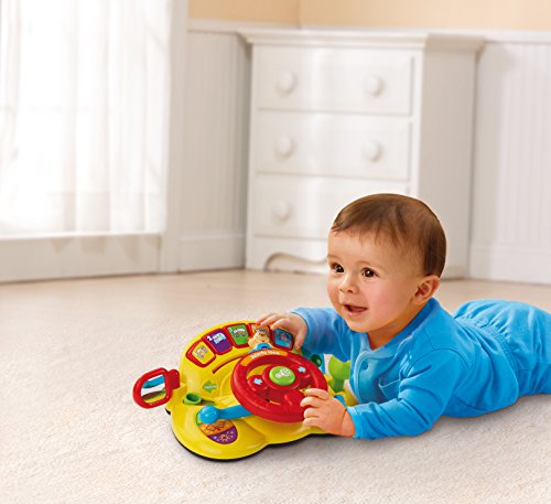 VTech - Volante loco, Juguete para bebés +12 meses, 3 modos de juego, Enseña animales, vehículos, seguridad vial, opuestos, más de 60 canciones, melodías, frases y sonidos, multicolor (80-166622)