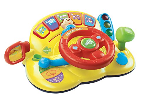 VTech - Volante loco, Juguete para bebés +12 meses, 3 modos de juego, Enseña animales, vehículos, seguridad vial, opuestos, más de 60 canciones, melodías, frases y sonidos, multicolor (80-166622)