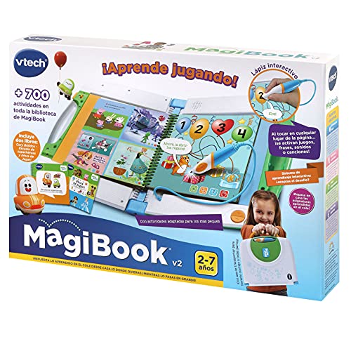 VTech VTech-123-613122 Magibook v2 Cory Bólidos, Sistema de Aprendizaje Interactivo para niños +2 años, Incluye Otro Libro de Muestra, versión ESP (3480-613122), Color