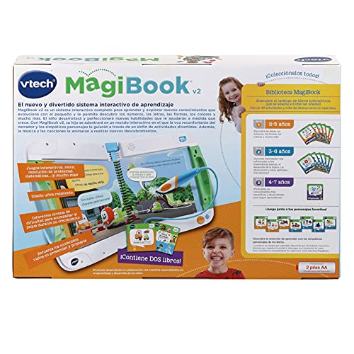 VTech VTech-123-613122 Magibook v2 Cory Bólidos, Sistema de Aprendizaje Interactivo para niños +2 años, Incluye Otro Libro de Muestra, versión ESP (3480-613122), Color