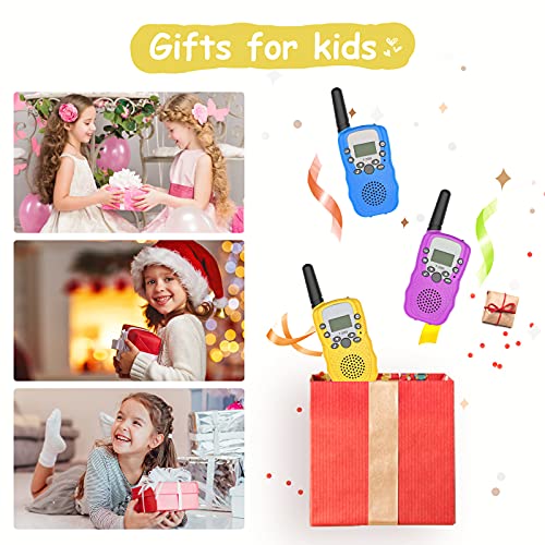 Walkie Talkie para Niños, NATRKE Walkie Talkie Niños 8 Canales LCD Pantalla con Linterna y Función VOX Bloqueo de Teclado, Larga Distancia 3KM, Juguetes Regalos para Niños o Niñas de 3 a12 Años, 3pcs