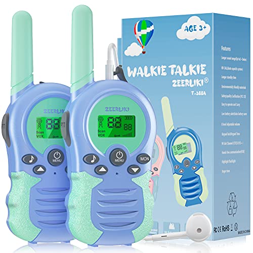 Walkie Talkies para niños, Juguetes para niñas de 3 a 12 años, 8 Canales, escaneo VOX, Rango de 3 km para Aventuras al Aire Libre, Camping, Senderismo, 2 Unidades (Azul)