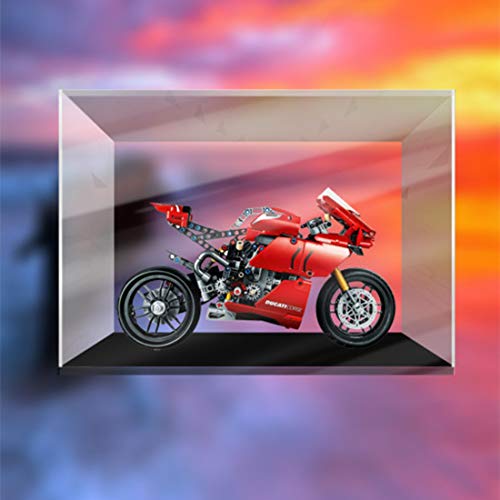 wangxike Vitrina de Acrílico Compatible con Lego 42107 Ducati Panigale V4 R Motocicleta, Vitrina A Prueba De Polvo Caja de Exhibición (Juego de Modelo No Incluido)