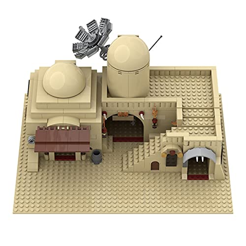 WANZPITS Tatooine Doble Edificio (Targos); TAT02 Arquitectura Modelo MOC-45639 Creator Experto De Escenas Modulares Bloques De Construcción Set 636 PCS Componentes, Compatible con Lego,As Shown