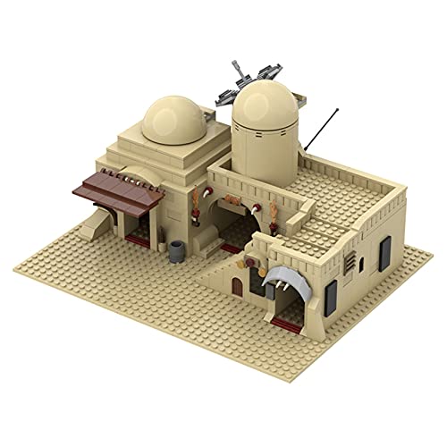 WANZPITS Tatooine Doble Edificio (Targos); TAT02 Arquitectura Modelo MOC-45639 Creator Experto De Escenas Modulares Bloques De Construcción Set 636 PCS Componentes, Compatible con Lego,As Shown