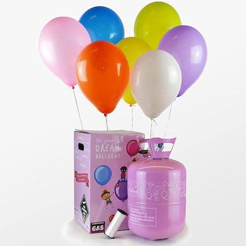 We Are Party Bombona de Helio Maxi 0,42m3 + 50 Globos de Colores Calidad Helio 28cm Made In Spain