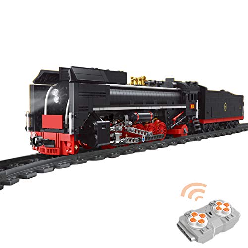 WEERUN Technic City Tren a Vapor Tren de Locomotora Set de Construcción, Maqueta de Juguete Tren de Vapor Control Remoto con Luz y Rieles, 1552 Piezas Bloques - Compatible con Lego Technic