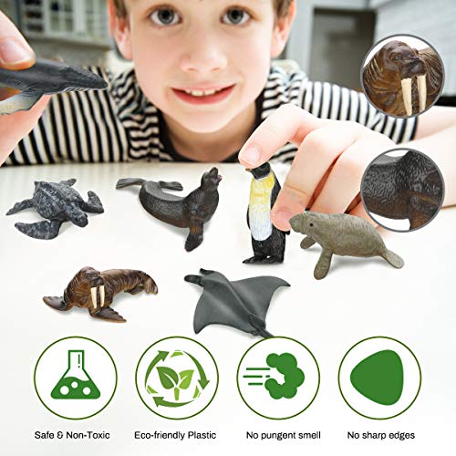 welltop Animales Marinos, 12 Pcs Set de Animales de Juguete de Marinos, Marinos Animal World, Mini Figuras de Animales Marinos de Plástico, Fiesta Educativa del Mar, Adorno de Tarta o Cupcake