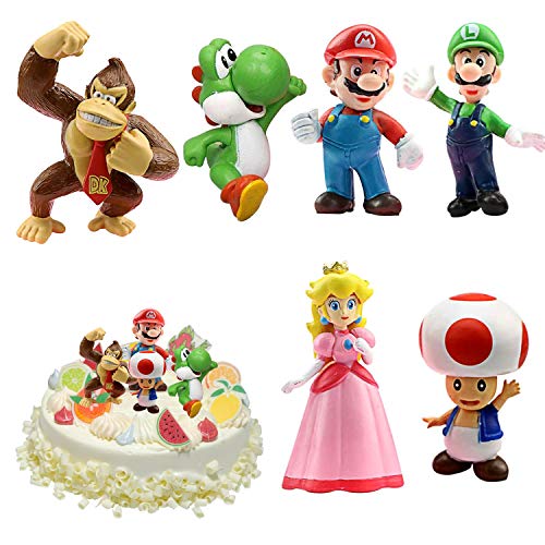 WELLXUNK® Super Mario Figures 6 pcs/Set Super Mario Toys, Figuras Super Mario Bros, Super Bros Juguetes Modelo, Super Mario Juguete, Mario Bros Figuras Juguete, colecciones de Modelos de PVC