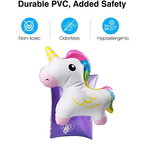 Wenlia Manguitos de Piscina Inflatable para Niños, de Unicornio Mangas de Flotación Flotadores de flamencos Banda de Brazo Equipo de Seguridad para Piscinas Brazalete Flotante Hinchable (2Pairs )