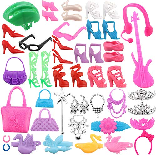 WENTS Accesorios para Muñecas Dolls 118 Piezas Ropa y Zapatos para Dolls Mini Vestidos de Moda para Dolls Perchas y Accesorios de Cocina Regalo de Cumpleaños Niñas …