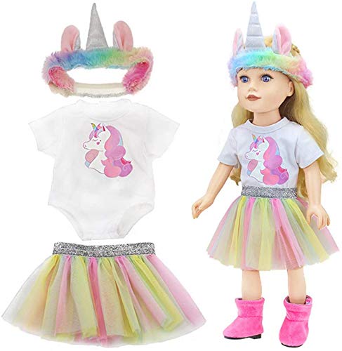 WENTS Muñeca Unicornio Ropa Ropa de Muñecas Zapatos De Las Muñecas del Bebé Kit Regalo De La Decoración De Navidad Ropa para 18 " Muñecas (40-45 cm)