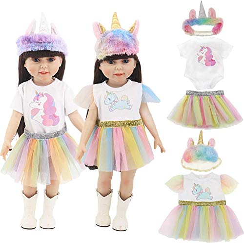 WENTS Muñeca Unicornio Ropa Ropa de Muñecas Zapatos De Las Muñecas del Bebé Kit Regalo De La Decoración De Navidad Ropa para 18 " Muñecas (40-45 cm)