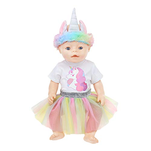 WENTS Ropa para Muñeca Vestido 3PCS Ropa de Muñecas para New Born Baby Doll Unicornio Vestidos para Muñeca Hechos para Muñecas de 18 Pulgadas