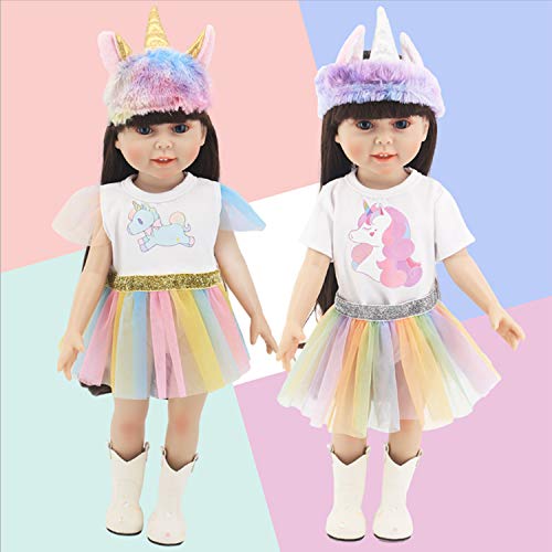 WENTS Ropa para Muñeca Vestido 3PCS Ropa de Muñecas para New Born Baby Doll Unicornio Vestidos para Muñeca Hechos para Muñecas de 18 Pulgadas