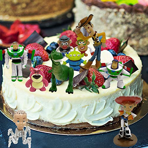 WENTS Toy Story 4 Pack de Aventuras de Woody y Perdigón, Juguetes niños Suministros Divertidos para Fiestas para niños pequeños, Juego de decoración para Tartas para cumpleaños