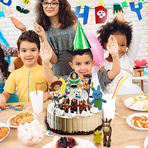 WENTS Toy Story 4 Pack de Aventuras de Woody y Perdigón, Juguetes niños Suministros Divertidos para Fiestas para niños pequeños, Juego de decoración para Tartas para cumpleaños