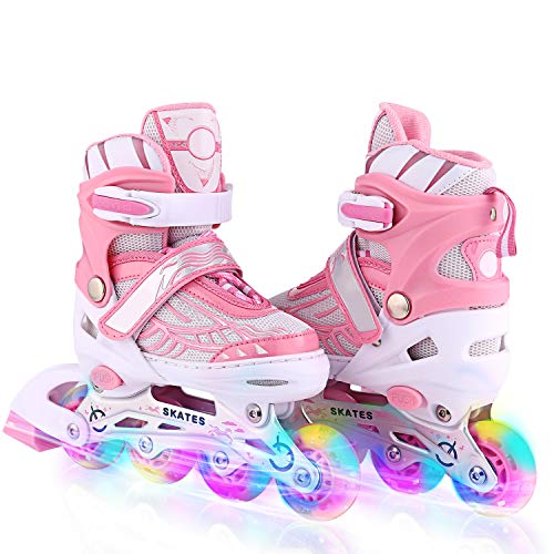 Weskate Patines en Linea Ajustables para Niña Niño Patines Linea con Todas Las Ruedas iluminadas Patines Niña para Exteriores e Interiores