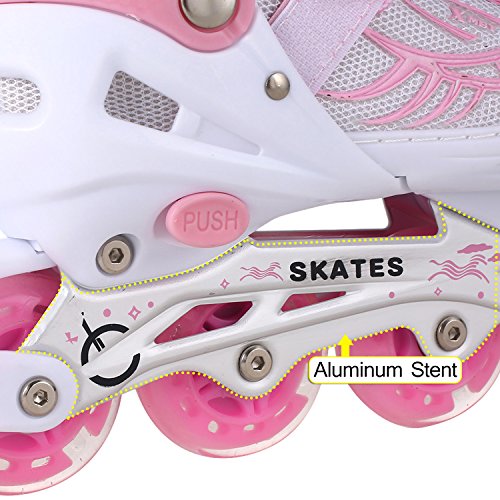 Weskate Patines en Linea Ajustables para Niña Niño Patines Linea con Todas Las Ruedas iluminadas Patines Niña para Exteriores e Interiores