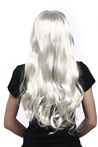 WIG ME UP- 90924-ZA68 Peluca señoras Carnaval Halloween Largo Liso Rubio Blanco ángel Reina de la Nieve