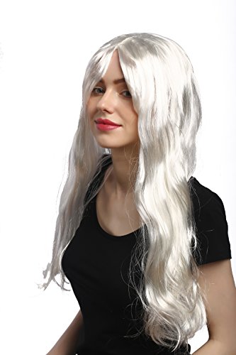 WIG ME UP- 90924-ZA68 Peluca señoras Carnaval Halloween Largo Liso Rubio Blanco ángel Reina de la Nieve