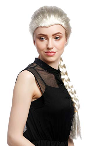 WIG ME UP- XR-009-P613 Peluca Mujeres Cosplay Carnaval Rubio Claro Platino Trenza trenzadolarga Princesa 70 cm