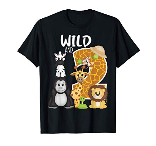 Wild and 2 Zoo Theme 2nd Birthday Party Safari Jungle Animal Camiseta