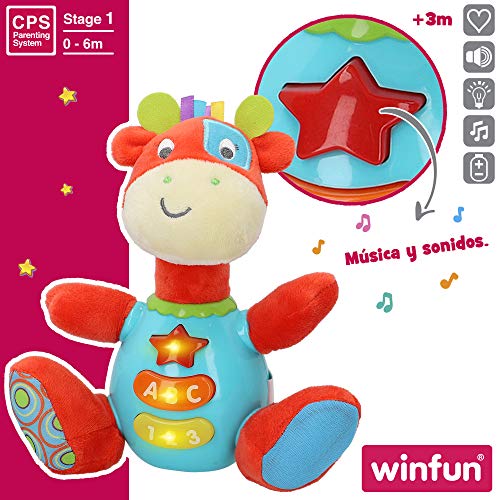 winfun - Peluche Jirafa para bebés que habla y luces de colores, Idioma: Español (85177) , color/modelo surtido