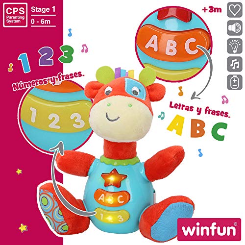 winfun - Peluche Jirafa para bebés que habla y luces de colores, Idioma: Español (85177) , color/modelo surtido