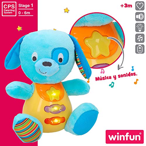 winfun - Peluche Perro para bebés que habla y luces de colores, Idioma: Español (85175)