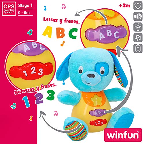 winfun - Peluche Perro para bebés que habla y luces de colores, Idioma: Español (85175)