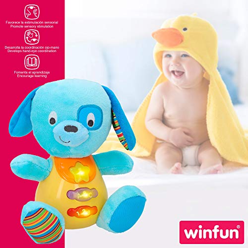 winfun - Peluche Perro para bebés que habla y luces de colores, Idioma: Español (85175)