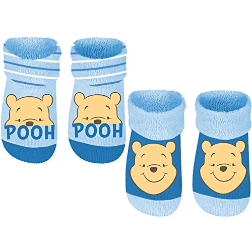 Winnie the Pooh - Baby Frottee-Socks mit Anti-Rutsch Noppen, 2er Pack, Blau, Gr. 19/22