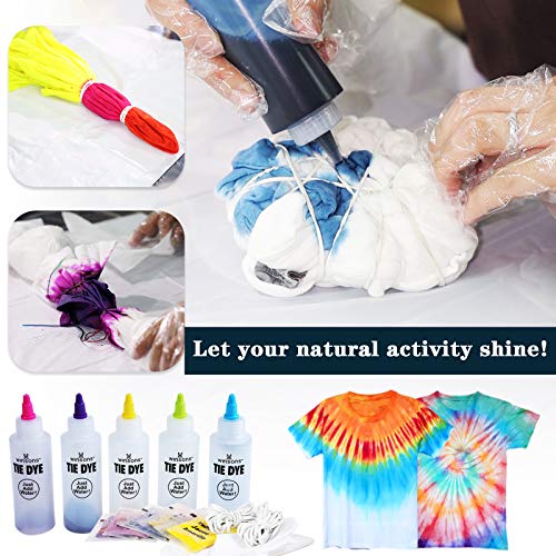 WINSONS Tie Dye Kit, 5 Colores de Tinte de Tela Permanente no tóxico Set de Arte para niños Mujeres para la Fiesta casera Actividades de Grupo Creativas Regalo de Bricolaje