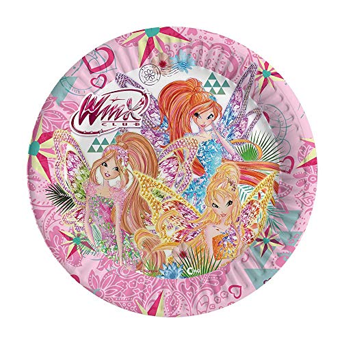 Winx Club Juego de vajilla desechable Tynix, platos, vasos y servilletas