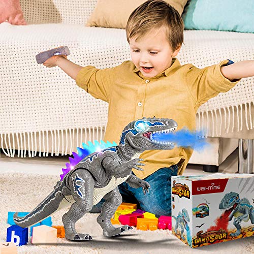 WISHTIME Dinosaurio de Control Remoto Electric Mando a Distancia Velociraptor Blue Dinosaurio con luz y Rugido Realista Juguetes Niños 3 4 5 años …