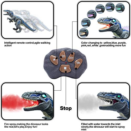 WISHTIME Dinosaurio de Control Remoto Electric Mando a Distancia Velociraptor Blue Dinosaurio con luz y Rugido Realista Juguetes Niños 3 4 5 años …