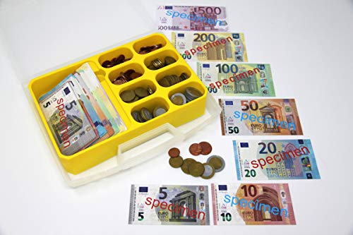 WISSNER® aktiv lernen - EURO Dinero de juego (290 partes), en un estuche de plástico