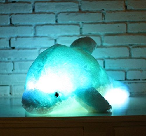 Woneart LED Light Up felpa Almohadas Niños Bebé Peluche Delfín Almohada Cojín Dolphin Juguetes blandos regalo Decoración (Blue)