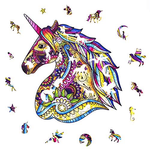 Woody Puzzles® Unicornio Jigsaw - Puzzle de madera para adultos y niños, 285 piezas, tamaño XL, 40,30 x 35,7 cm