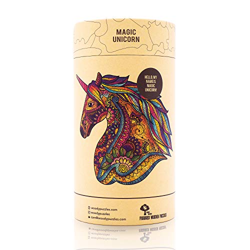 Woody Puzzles® Unicornio Jigsaw - Puzzle de madera para adultos y niños, 285 piezas, tamaño XL, 40,30 x 35,7 cm