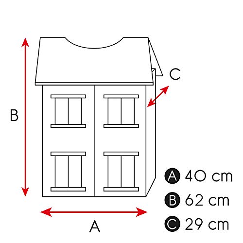 WOOMAX-85294 Casita de muñecas madera blanca, color, 40 x 62 x 29 cm (Colorbaby 85294)