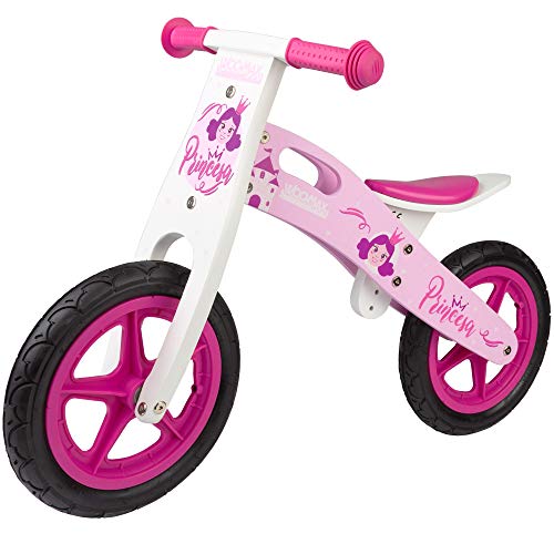 WOOMAX - Bicicleta sin pedales de madera, bici de princesas, 82x38x56,5 cm, bici niña, bici para niños de 3 años, juguete de princesas, 25 Kg, 2 a 5 años (85372)