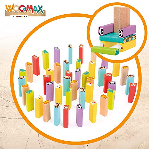 WOOMAX - Construcciones para niños torre de madera 52 piezas (46251)