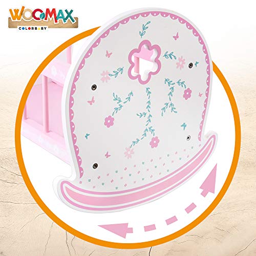 WOOMAX - Cuna de madera para muñecas WOOMAX, muñecos 30-40cm, 47,5x35x35 cm, rosa y blanco, cunita muñecas, cuna muñecas madera, reciclable, a partir de 3 años, (46474)