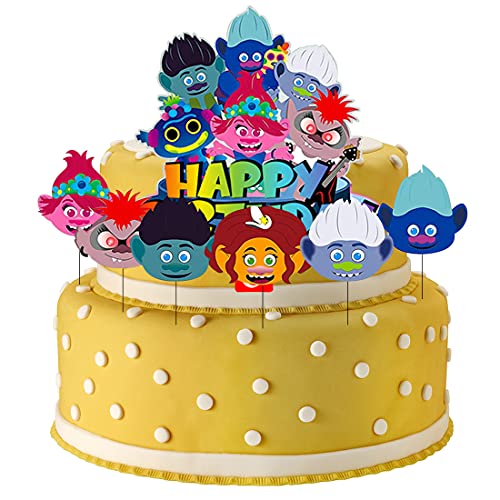 wopin Cake Decoration 7 PCS Cupcake Toppers Decoración Tarta Cumpleaños De Pastel con Muñeca Trolls para Pastel Fiesta Boda y Cumplea