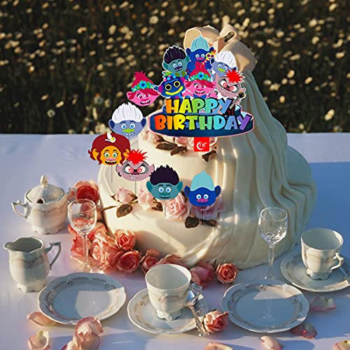 wopin Cake Decoration 7 PCS Cupcake Toppers Decoración Tarta Cumpleaños De Pastel con Muñeca Trolls para Pastel Fiesta Boda y Cumplea